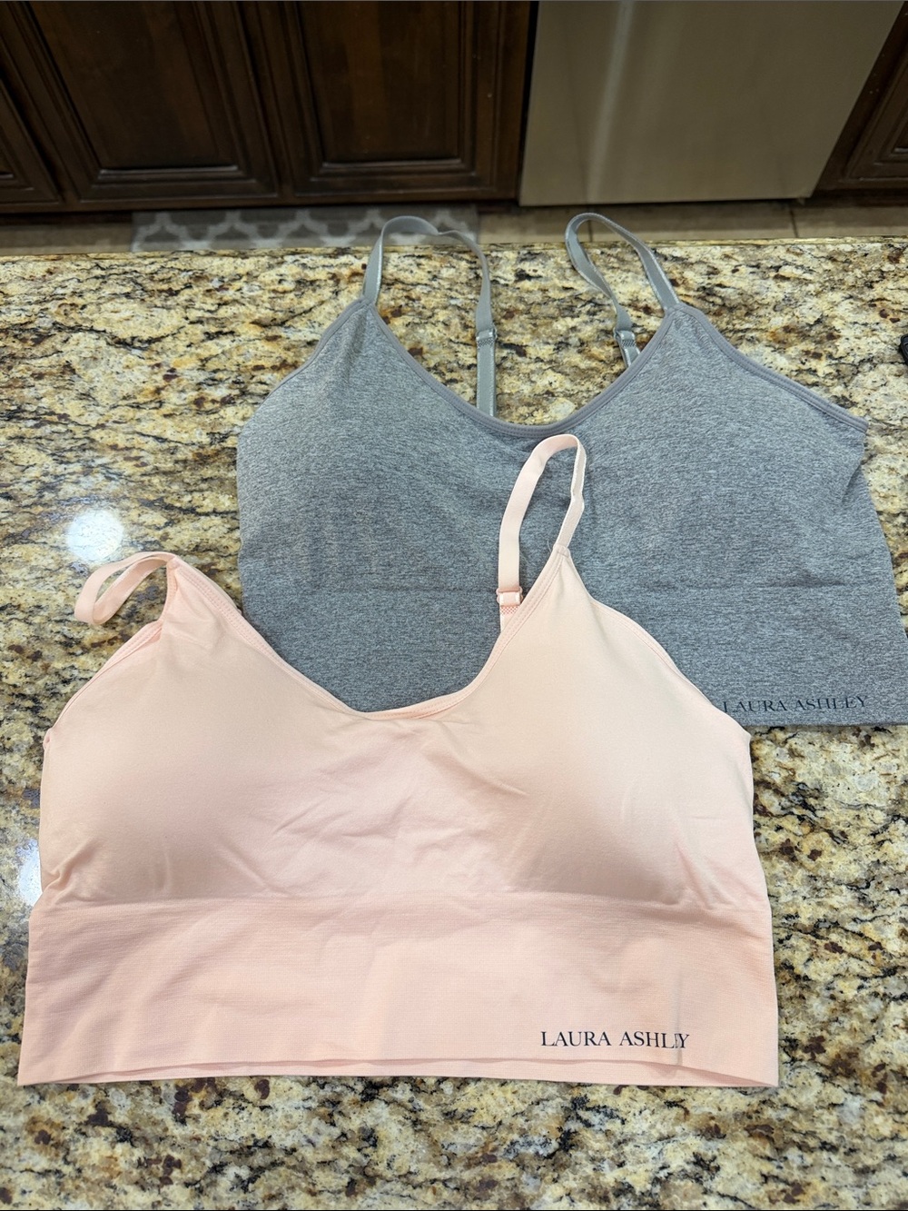 Laura Ashley Bralette Duo in Blush Pink and Heather Gray